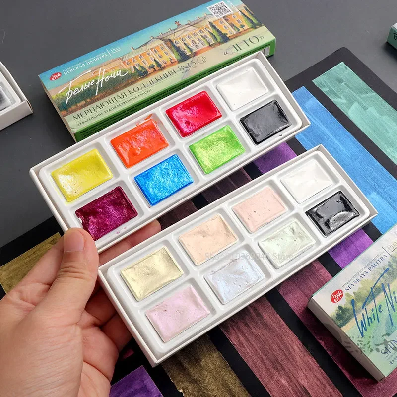 Watercolor Paint Set Solid Pigment - Branco noite mestre sólido pigmento aquarela,