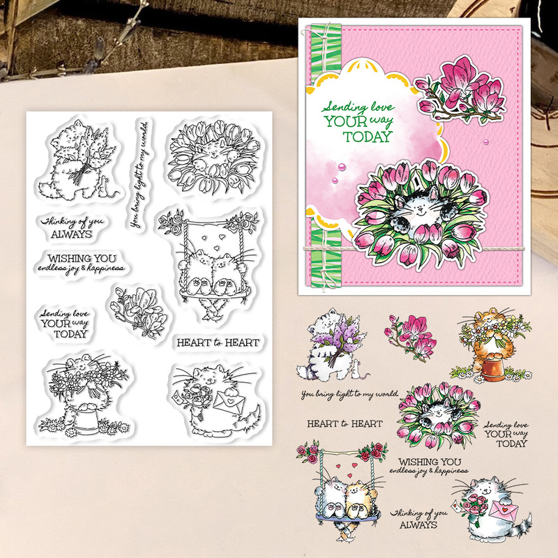 Carimbo transparente de gatinh - Clear Silicone Stamps For Card Making avaliação e preço