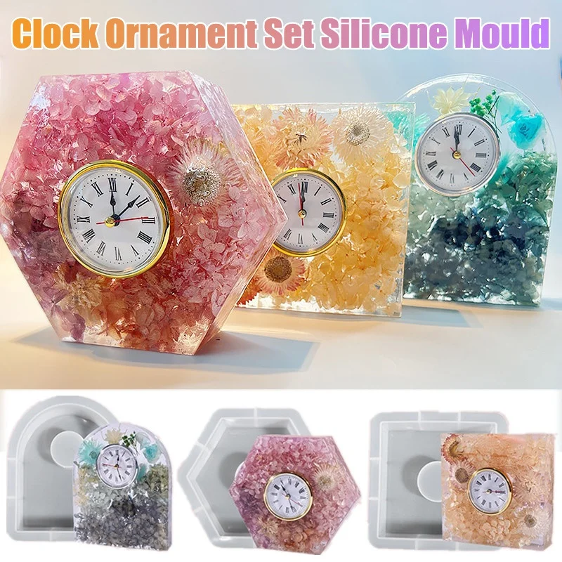 Relógio ornamento conjunto mol - Silicone Epoxy Resin Molds Set avaliação e preço