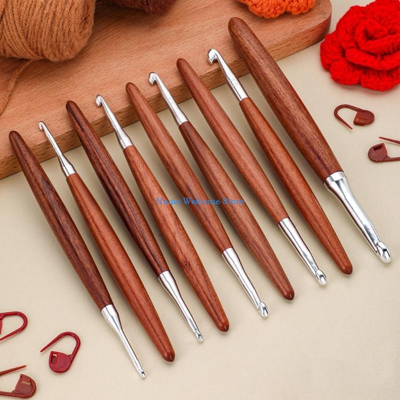 Gancho crochê com 8 peças, com - Wooden Crochet Hooks Ergonomic Handle avaliação e preço