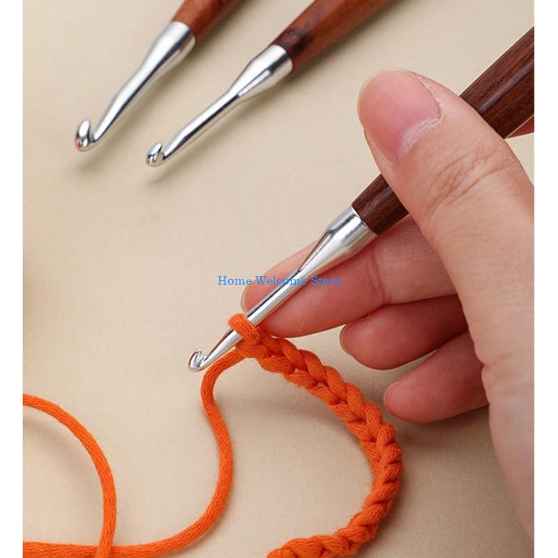 Gancho crochê com 8 peças, com - Wooden Crochet Hooks Ergonomic Handle avaliação e preço